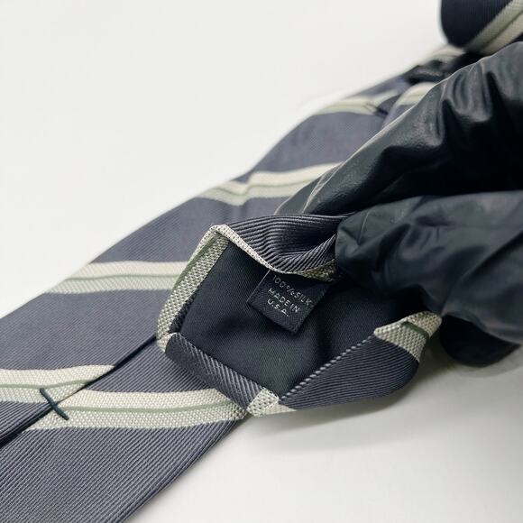 John Varvartos Star Luxe Men Blue Striped 100% Silk Necktie Made in USA - Picture 5 of 7